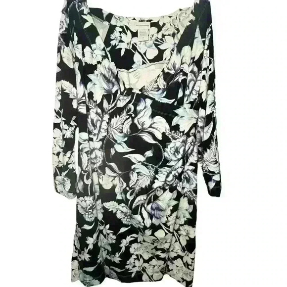 Soft Surroundings Faux Wrap Long Sleeve Surplice Knit Floral Dress 2X - Picture 5 of 8